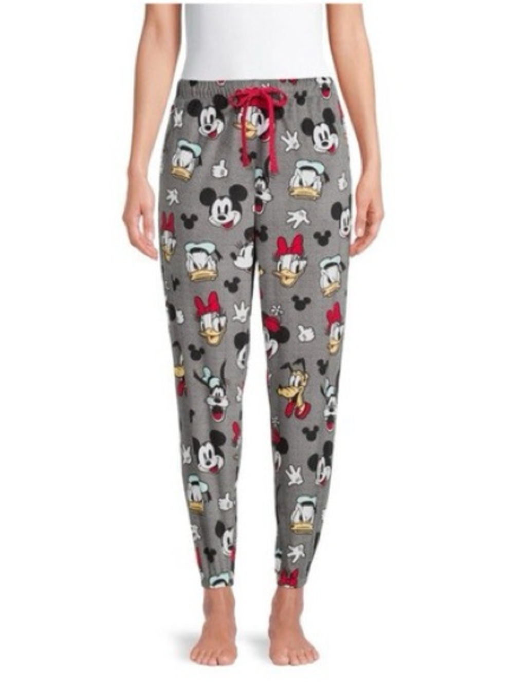 Disney Mickey & Friends Women's Plush Sleep Jogger Pants Gray Fleece Small S